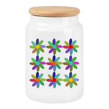 FLEUR. FLOWER. NATURE. ECOLOGIE. BONHEUR. ZEN. AN - Boîte à biscuits avec couvercle en bois - blanc - Devant