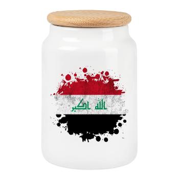 Irak Splash Flaggen Design - Keksdose mit Holzdeckel - Weiß - Vorne