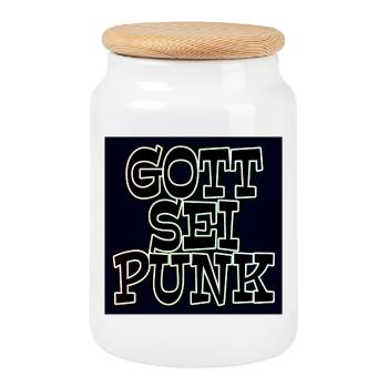 Gott sei Punk - Keksdose mit Holzdeckel - Weiß - Vorne