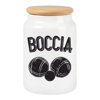 Vêtements de joueur de boccia avec boules de pétanque Boccia - Boîte à biscuits avec couvercle en bois - blanc - Devant