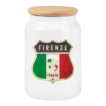 Florenz Italien Wappen Flaggen Design - Keksdose mit Holzdeckel - Weiß - Vorne