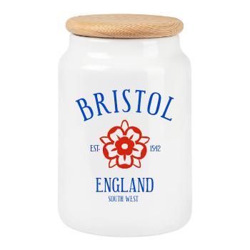 BRISTOL England - Keksdose mit Holzdeckel - Weiß - Vorne