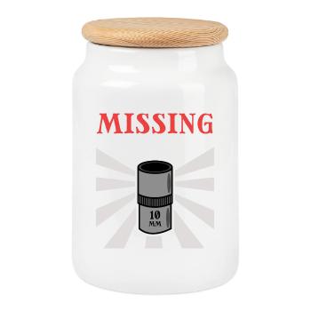 Humorous Statement Tool Mechanic Car - Cookie Jar with Wooden Lid - white - Front