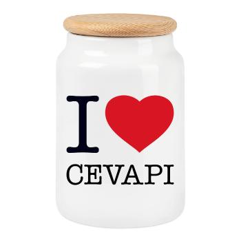 I LOVE CEVAPI - Cookie Jar with Wooden Lid - white - Front