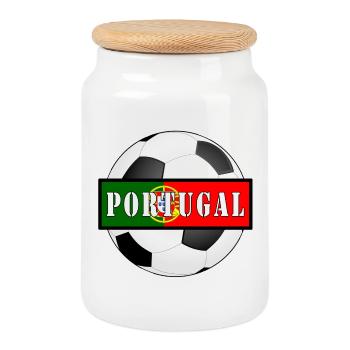Portugal Gift - Cookie Jar with Wooden Lid - white - Front