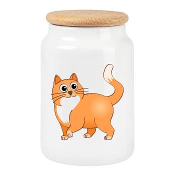 The cheerful orange hangover. - Cookie Jar with Wooden Lid - white - Front