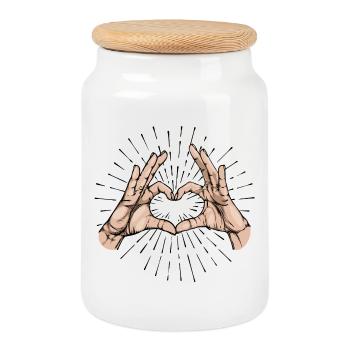 Émotions Humanité Paix Amour Cœur - Boîte à biscuits avec couvercle en bois - blanc - Devant