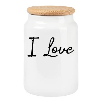 Liberté d’expression Paix Amour Déclaration Émotions - Boîte à biscuits avec couvercle en bois - blanc - Devant