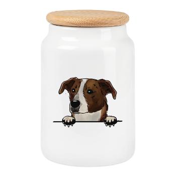 Austrian Pinscher Dog for Peeking Dog Lovers - Cookie Jar with Wooden Lid - white - Front