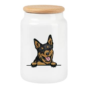 Chien Kelpie australien pour les amateurs de chiens qui regardent - Boîte à biscuits avec couvercle en bois - blanc - Devant