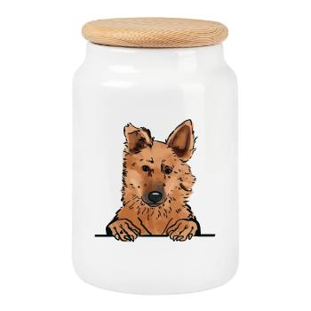 Basque Shepherd Dog for Peeking Dog Lovers - Cookie Jar with Wooden Lid - white - Front