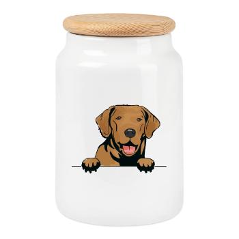 Broholmer Dog for Peeking Dog Lovers - Cookie Jar with Wooden Lid - white - Front