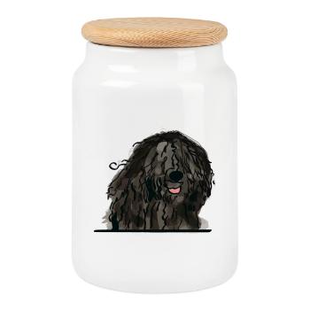 Bergamasco Schäferhund für guckende Hundeliebhaber - Keksdose mit Holzdeckel - Weiß - Vorne
