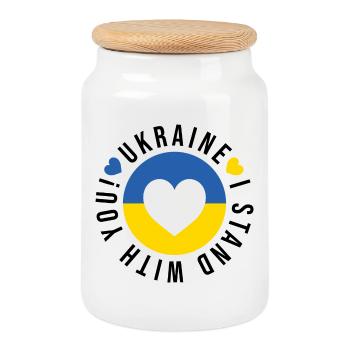 Ukraine! Ich stehe zu dir - Keksdose mit Holzdeckel - Weiß - Vorne