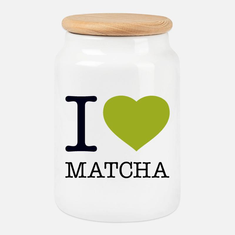 I LOVE MATCHA - Keksdose mit Holzdeckel - Weiß