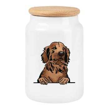 Golden Retriever Hund für spähende Hundeliebhaber - Keksdose mit Holzdeckel - Weiß - Vorne