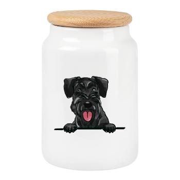 Giant Schnauzer Dog for Peeking Dog Lovers - Cookie Jar with Wooden Lid - white - Front