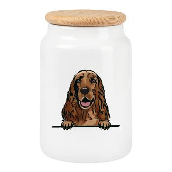 Irish Setter Dog for Peeking Dog Lovers - Cookie Jar with Wooden Lid - white - Front