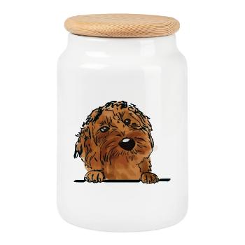 Labradoodle Dog for Peeking Dog Lovers - Cookie Jar with Wooden Lid - white - Front