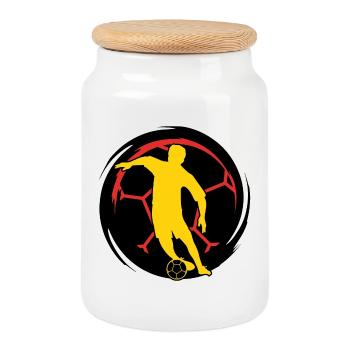Soccer - Soccer Players - Cookie Jar with Wooden Lid - white - Front