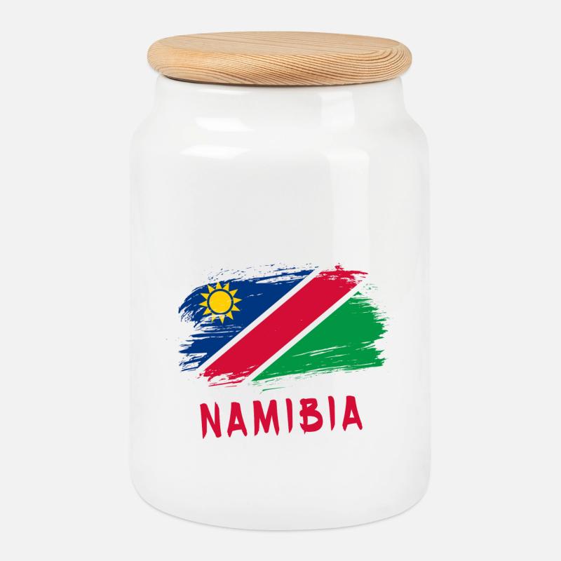 Team Namibia Flaggen Design - Keksdose mit Holzdeckel - Weiß