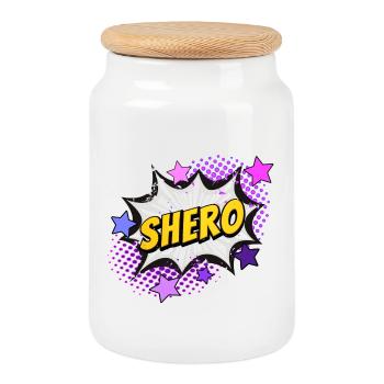Shero - l’héroïne - Boîte à biscuits avec couvercle en bois - blanc - Devant