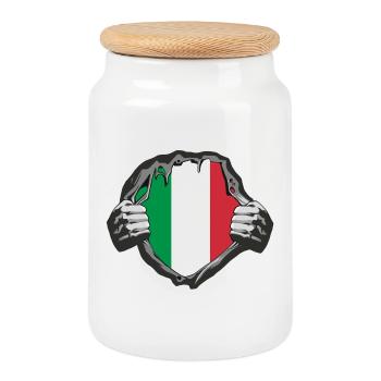 Italy Chest Design - Cookie Jar with Wooden Lid - white - Front