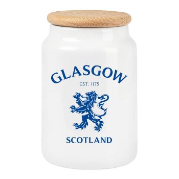 GLASGOW Schottland Scotland - Keksdose mit Holzdeckel - Weiß - Vorne