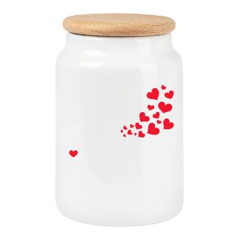 Monde Paix Cœur Paix Amour Humanité - Boîte à biscuits avec couvercle en bois - blanc - Devant