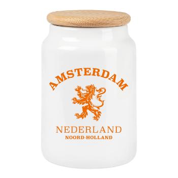 AMSTERDAM Nederland Niederlande Netherlands - Keksdose mit Holzdeckel - Weiß - Vorne
