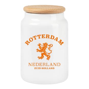 ROTTERDAM Nederland Niederlande Netherlands - Cookie Jar with Wooden Lid - white - Front