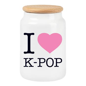 I LOVE K-POP - Keksdose mit Holzdeckel - Weiß - Vorne