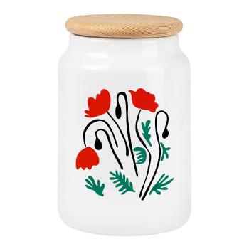 Mohnblumen Matisse inspiriert - Keksdose mit Holzdeckel - Weiß - Vorne
