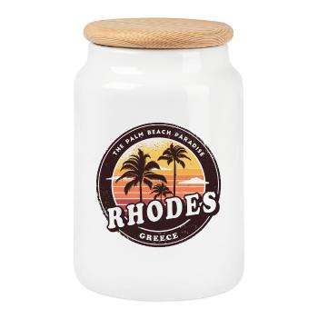 Rhodos Griechenland Strand Design - Keksdose mit Holzdeckel - Weiß - Vorne