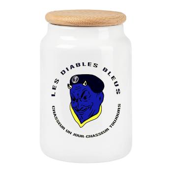 Mottos Chasseurs Diables Bleus - Französische Armee - Keksdose mit Holzdeckel - Weiß - Vorne