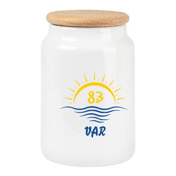 Var - Cookie Jar with Wooden Lid - white - Front