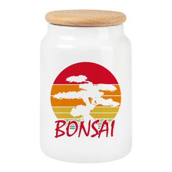 Bonsai - Cookie Jar with Wooden Lid - white - Front