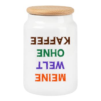 Kaffeetrinker Humorvoll Statement Kafffee Koffein - Keksdose mit Holzdeckel - Weiß - Vorne
