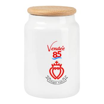 vendée - Boîte à biscuits avec couvercle en bois - blanc - Devant