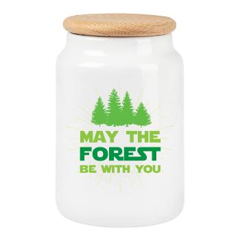 May The Forest Be With You - Cookie Jar with Wooden Lid - white - Front