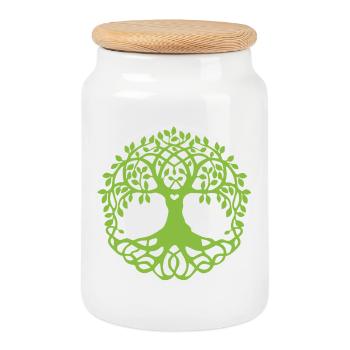 Mandala Arbre de Vie - Boîte à biscuits avec couvercle en bois - blanc - Devant