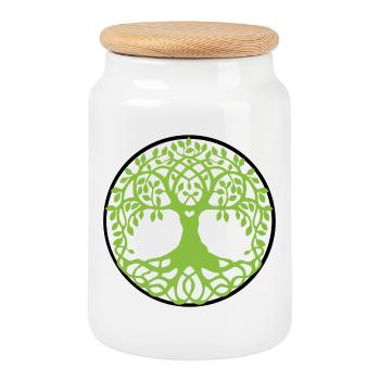 Mandala Arbre de Vie - Boîte à biscuits avec couvercle en bois - blanc - Devant