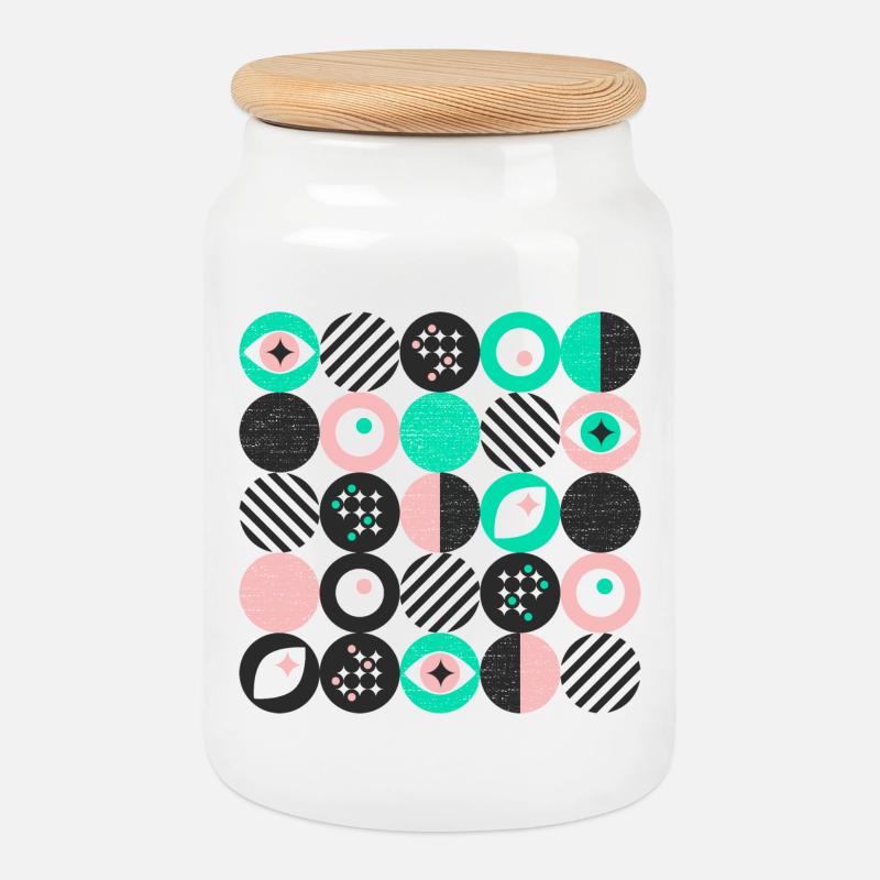 mutiger Minimalismus l Punkte l mint & pink - Keksdose mit Holzdeckel - Weiß