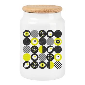 minimimalisme audacieux l points l jaune - Boîte à biscuits avec couvercle en bois - blanc - Devant