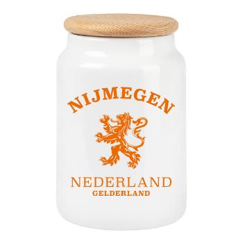 NIJMEGEN Nederland Niederlande Netherlands - Keksdose mit Holzdeckel - Weiß - Vorne