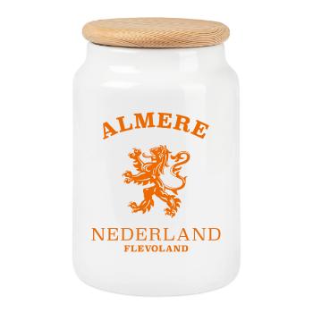 ALMERE Nederland Niederlande Netherlands - Cookie Jar with Wooden Lid - white - Front