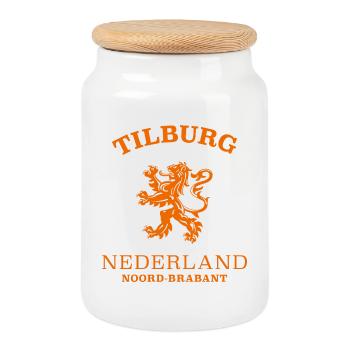 TILBURG Nederland Niederlande Netherlands - Cookie Jar with Wooden Lid - white - Front