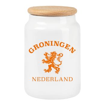 GRONINGEN Nederland Niederlande Netherlands - Keksdose mit Holzdeckel - Weiß - Vorne