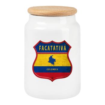 Facatativá Kolumbien Wappen Design - Keksdose mit Holzdeckel - Weiß - Vorne