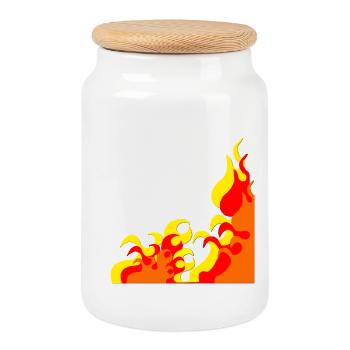 flammen Eckmuster, cooles naturmuster, beliebt - Keksdose mit Holzdeckel - Weiß - Vorne